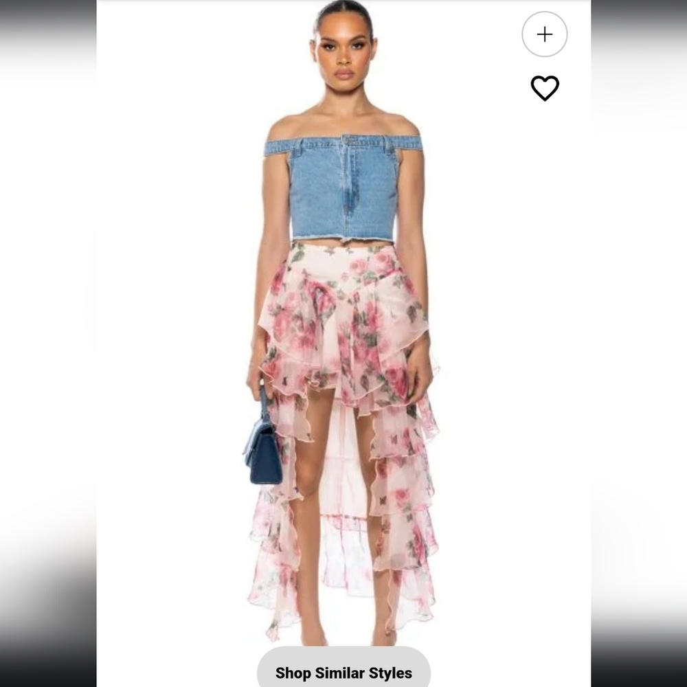 NWT Once Upon A Dream Floral Ruffled Maxi Skirt In Pink Multi